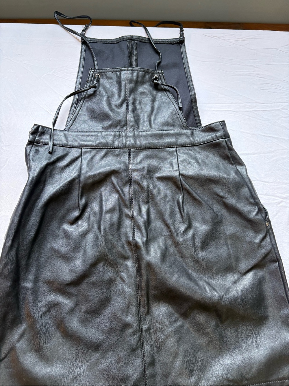 Black Faux Leather Overall dress 👗